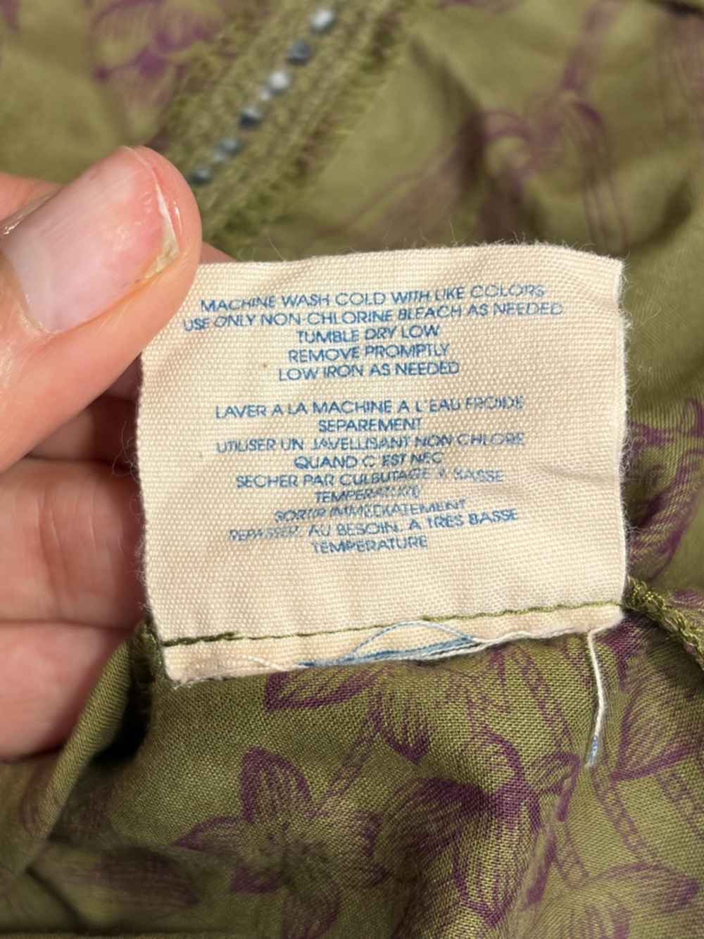 Anthropologie Edme & Esyllte Peasant Green Birds Toile Pintuck Blouse Medium - Picture 11 of 11